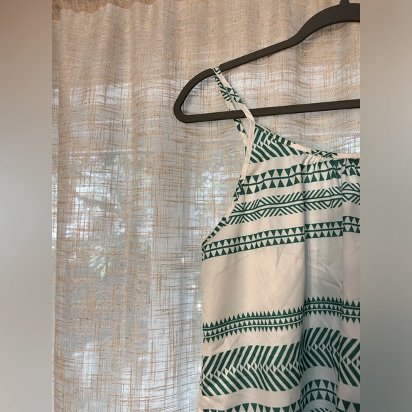 Green and White Lightweight Geometric Striped Tank Top. - Picture 4 of 10